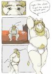 anthro beard bed belly blonde_hair briefs bulge clothing eyes_closed facial_hair fur furniture hair horn humanoid_hands long_ears male mature_anthro mature_male moobs navel nipples overweight overweight_anthro overweight_male pillow solo text tighty_whities tired underwear white_body white_briefs white_clothing white_fur white_underwear professor_fluff undertale undertale_(series) asgore_dreemurr boss_monster_(undertale) bovid caprine mammal 2020 comic english_text hi_res