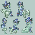 barefoot breasts feet female foot_focus looking_at_viewer nipples nude soles solo maskedcube bandai_namco digimon digimon_(species) humanoid ranamon 1:1 absurd_res hi_res