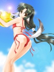 bikini black_hair brown_eyes butt clothing female hair knee_pit long_hair looking_at_viewer looking_back ponytail solo standing swimwear tail two-piece_swimsuit unknown_artist utawarerumono eruru animal_humanoid canid canid_humanoid canine canine_humanoid canis dog_humanoid domestic_dog humanoid mammal mammal_humanoid