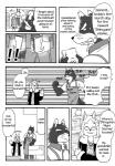 anthro black_and_white black_body black_fur canid canine canis clothing comic cotton_(artist) dialogue domestic_dog english_text female fur male mammal monochrome nitobe text tooboe_bookmark tuft