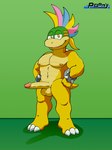 anthro balls biceps big_penis bracelet erection genitals hands_on_hips humanoid_genitalia humanoid_penis jewelry long_penis male muscular muscular_male nipples pecs penis smile solo spiked_bracelet spikes pooncartoonist mario_bros nintendo koopaling lemmy_koopa koopa reptile scalie 3:4 hi_res