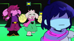 2_horns 3_toes ambiguous_gender anthro barefoot blue_hair blush cheering daww eyewear feet female fur glasses group hair horn male pink_horn pink_scarf pom_poms purple_body purple_hair purple_scales scales scarf toes white_body white_fur oekkakunk deltarune undertale_(series) kris_(deltarune) lancer_(deltarune) ralsei susie_(deltarune) bovid caprine goat human humanoid imp lizard mammal reptile scalie 16:9 animated digital_drawing_(artwork) digital_media_(artwork) no_sound short_playtime webm widescreen