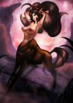 accessory black_hair breasts brown_hair canyon female gold_(metal) hair hair_accessory hairband long_hair monster_girl_(genre) navel nipples outside piercing ponytail solo standing zolombo european_mythology greek_mythology mythology centaur equid equid_taur humanoid_taur mammal mammal_taur taur 2014 hi_res