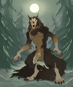 anthro black_body black_fur collar dewclaw fluffy fluffy_tail forest fur genitals knot knotted_penis looking_at_viewer male mane muscular muscular_anthro muscular_male outside penis plant solo tail translucent translucent_penis tree wheat nebelviper shallow_(theshallow) skulldog_(species) 5:6 absurd_res hi_res