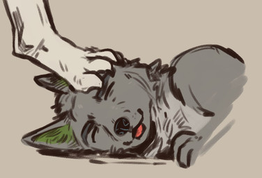 anthro feet foot_focus fur green_ears grey_body grey_fur happy hindpaw male paws solo stepped_on dwc dwcmarshalarts spirit_shadow canid canine canis mammal wolf sketch