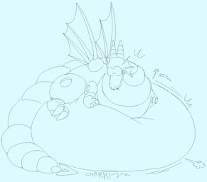 2_horns air_inflation air_puff belly belly_inflation big_belly claws fangs feral horn huge_belly hyper hyper_belly immobile inflation looking_at_self machine male onomatopoeia resting_on_belly scales shocked solo sound_effects spade_tail tail teeth text wide_eyed wings northpaw capcom european_mythology mega_man_(series) mythology mecha_dragon_(mega_man) dragon mythological_creature mythological_scalie robot robot_feral scalie western_dragon 2026 black_and_blue digital_drawing_(artwork) digital_media_(artwork) sketch