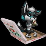 chibi container eating food fur male pizza pizza_box simple_background solo transparent_background acru_jovian darkfuzzy canid canine canis fennec_fox fox hybrid mammal true_fox wolf 1:1 alpha_channel digital_media_(artwork) full-length_portrait portrait