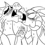 ahegao anthro blush bodily_fluids duo eyebrows female hand_holding heart_symbol horn looking_pleasured male membrane_(anatomy) membranous_wings open_mouth sweat tongue tongue_out wings kl0ndike friendship_is_magic hasbro my_little_pony mythology garble_(mlp) princess_ember_(mlp) dragon mythological_creature mythological_scalie scalie 1:1 black_and_white hi_res monochrome