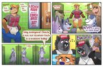 absurd_res ageplay american_football_uniform anthro balls bear blush bodily_fluids bottlebear bovid bovine bulge butt canid canine canis cattle clock clothed clothing coach comic comic_panel crying detailed_background dialogue diaper diaper_bulge diaper_fetish diaper_outline diaper_peekage diaper_under_clothing diaper_use embarrassed english_text exposed_diaper facial_piercing football_gear football_jersey football_pants football_player fur genital_fluids genitals gesture grey_body grey_fur grizz_(diapered_dad) group hand_gesture hat headgear headwear hi_res horn humiliation hyena infantilism inside lagomorph laughing_at leaking_diaper leporid locker locker_room male mammal manor_(bottlebear) muscular muscular_anthro muscular_male nose_piercing nose_ring nude open_mouth penis piercing pointing pointing_at_another pubes rabbit red_clothing red_hat red_headwear ring_piercing roleplay slightly_chubby speech_bubble tail tears text towel towel_on_shoulder urine watch wearing_diaper wet_diaper wetting wetting_diaper wolf yelling