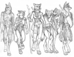 anthro anthrofied armor bandage barbarian bedding belt bikini black_nose blanket bottomwear breasts brooch clasp claws cloak clothing digitigrade female fur girdle grey_body grey_fur group handmaiden hat headgear headwear hood jewelry loincloth male melee_weapon pauldron persian_(culture) satchel scabbard scarf simple_background skirt staff swimwear sword tail two-piece_swimsuit weapon white_background white_body white_fur wounded wraps scott_ruggels asheru_(setting) brykuro johara rao roshani soraya yara canid canine canis felid mammal wolf graphite_(artwork) greyscale monochrome sketch traditional_media_(artwork)