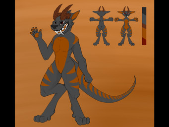 anthro black_body horn male solo standing tail unknown_artist mythology midnight_(ybm) dragon mythological_creature mythological_scalie scalie 4:3 hi_res model_sheet pillarbox source_request