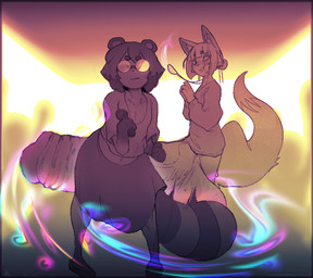 ambiguous_gender anthro attribute_theft balls big_balls big_penis duo flustered genitals huge_balls huge_penis hyper hyper_balls hyper_genitalia hyper_penis magic magic_user nullification penis penis_theft surprised 4thchorus animal_humanoid canid canid_humanoid canine canine_humanoid fox fox_humanoid humanoid mammal mammal_humanoid raccoon_dog tanuki