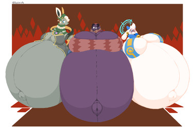 age_difference anthro bell bell_collar belly big_belly big_breasts big_navel big_outie_navel blue_eyes blue_horn breasts cleavage clothed clothing collar detailed_navel elderly female fur grey_body grey_fur group halo headgear horn huge_belly huge_breasts hyper hyper_belly hyper_breasts hyper_pregnancy ill_fitting_clothing inner_boob jewelry linea_nigra long_ears mature_female navel neck_tuft older_female outie_navel pregnant pregnant_anthro pregnant_female purple_body purple_fur purple_horn side-by-side_position trio tuft white_body white_fur doublecatte atlyss mythology nintendo tears_of_the_kingdom the_legend_of_zelda angela_flux astrilina_(doublecatte) mineru bovid caprine dragon goat kubold_(atlyss) mammal mythological_creature mythological_scalie oathkin_(atlyss) scalie zonai crossover hi_res