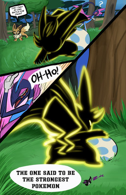 3_panel_comic ambiguous_gender anthro biped black_cape black_clothing black_text brown_body brown_hair cape clothing day detailed_background dialogue egg exclamation_point fingers fluffy fluffy_tail grass group hair inner_ear_fluff looking_at_another motion_lines open_mouth outside paws plant pose quadruped question_mark speech_bubble standing tail talking_to_another text tree trio tuft white_sclera zincxiron nintendo pokemon pokemon_mystery_dungeon spike_chunsoft virmir_(character) generation_1_pokemon generation_8_pokemon inteleon pikachu pokemon_(species) shiny_pokemon 2026 comic english_text hi_res signature