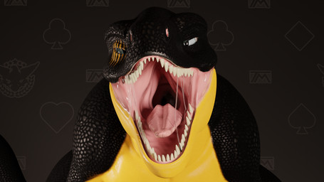 anthro bodily_fluids dummy eye_scar facial_scar feral male mouth_shot open_mouth saliva scar soft_vore solo studio vore thatman jinnoaka_(modeler) thatman_studio spade_(thatman_23) dinosaur interceptor prehistoric_species reptile scalie 16:9 3d_(artwork) blender_(artwork) digital_media_(artwork) hi_res widescreen