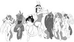 2014 animal_genitalia anthro anthrofied arthropod bat_pony beverage black_hair breasts changeling chimera clothing crossgender digital_drawing_(artwork) digital_media_(artwork) discord_(mlp) draconequus equid equine eyebrows eyelashes feathered_wings feathers female flutterbat_(mlp) fluttershy_(mlp) food friendship_is_magic fur genitals greyscale group hair half-closed_eyes hands_behind_back hasbro horn kevinsano king_sombra_(mlp) legwear long_hair looking_at_viewer mammal monochrome mtf_crossgender my_little_pony mythological_creature mythological_equine mythology narrowed_eyes nipples nude open_mouth princess_celestia_(mlp) princess_luna_(mlp) pussy queen_chrysalis_(mlp) stockings teeth tongue tongue_out twilight_sparkle_(mlp) unicorn winged_unicorn wings