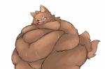 ambiguous_gender anthro belly black_nose blush chubby_cheeks fangs featureless_crotch fur half-closed_eyes hand_on_belly holding_belly love_handles morbidly_obese morbidly_obese_ambiguous morbidly_obese_anthro narrowed_eyes obese obese_ambiguous obese_anthro open_mouth orange_eyes overweight overweight_ambiguous overweight_anthro simple_background smile solo teeth thick_thighs white_background gabu2929 canid canine canis domestic_dog mammal 2017 digital_media_(artwork) hi_res