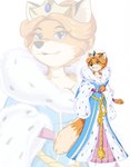 anthro biped blue_clothing blue_dress blue_eyes breasts cleavage clothed clothing crown dipstick_ears dipstick_tail dress ear_markings eyelashes female fur headgear markings multicolored_ears orange_body orange_fur pink_clothing pink_dress princess royalty solo standing tail tail_markings tan_body tan_fur zoom_layer gomerz22 activision spyro_the_dragon ice_princess canid canine fox mammal red_fox true_fox 2019 hi_res