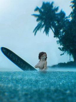 anthro big_breasts breasts brown_hair erect_nipples female green_eyes hair jewelry nature nipples raining sea solo storm surfboard surfing swimming tan_body thoughts tropical water wet mixedtoofer toofer domestic_cat felid feline felis lion mammal pantherine prehistoric_species saber-toothed_tiger tabby_cat 3d_(artwork) absurd_res blender_(artwork) digital_media_(artwork) hi_res monochrome