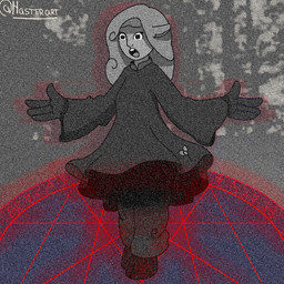 anthro clothed clothing female fully_clothed fur hair hooves magic magic_circle open_mouth simple_background solo static text hasterart lillie_(hasterart) animal_humanoid bovid bovid_humanoid caprine caprine_humanoid humanoid mammal mammal_humanoid 1:1 digital_media_(artwork)