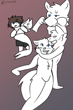 after_transformation anthro bite bodily_fluids drooling duo ear_bite goo_transformation hair male saliva solo species_transformation three_frame_image three_frame_sequence transformation transformation_sequence erimad changed_(video_game) lin_(changed) canid canine canis goo_creature human humanoid mammal wolf hi_res sequence