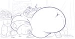 accessory anthro back_rolls belly belly_overhang big_belly big_butt big_cheeks butt chubby_cheeks clothing destroyed_furniture double_chin fat_rolls food furgonomics huge_cheeks immobile jewelry leg_rolls male moobs morbidly_obese morbidly_obese_anthro neck_rolls obese obese_anthro obese_male overweight overweight_anthro overweight_male ring solo tail tail_accessory tail_jewelry tail_ring thick_thighs torn_clothing hoodah cephy felid mammal pantherine hi_res