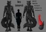 animal_genitalia anthro balls big_balls big_penis big_tail black_body black_fur erection fully_sheathed fur genitals knot male nude penis red_eyes sheath simple_background smile solo tail text lizebra boris_antonyevski canid canine canis mammal wolf 2015 digital_media_(artwork) hi_res model_sheet