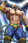 abs animal_mask big_muscles bodily_fluids bulge fighting_ring huge_muscles male mask muscular muscular_male nipples open_mouth pecs solo sweat vein veiny_muscles wrestler yukihoshiak bandai_namco tekken king_(tekken) felid human jaguar mammal pantherine absurd_res hi_res