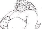 anthro belly blush looking_at_viewer male mane moobs overweight overweight_male shirtless simple_background smile solo white_background exe_exem lifewonders tokyo_afterschool_summoners vapula_(tas) felid lion mammal pantherine digital_drawing_(artwork) digital_media_(artwork) half-length_portrait portrait sketch