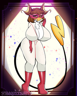 anthro big_breasts boots breasts clothing cosplay female footwear high_heeled_boots high_heels huge_breasts mask nipple_outline shoes solo suit thick_thighs missqueenshi mario_bros nintendo paper_mario pokemon fan_character julia_sparks_(faelocke) ms._mowz generation_1_pokemon pokemon_(species) raichu absurd_res hi_res