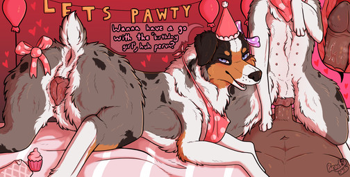 animal_genitalia animal_vulva anus balls bestiality bestiality_humiliation birthday birthday_party birthday_sex butt canine_genitalia canine_vulva clothing cowgirl_position cupcake dialogue duo erection female female_feral female_penetrated feral feral_penetrated feral_temptation first_person_view food from_front_position furniture genitals hat headgear headwear human_on_feral human_penetrating human_penetrating_feral humanoid_genitalia humanoid_penis internal internal_vaginal interspecies looking_at_viewer looking_back male male/female male_penetrating male_penetrating_female nub_tail on_bottom on_top party party_hat penetration penile penile_penetration penis pink_anus presenting presenting_anus presenting_hindquarters presenting_vulva rear_view sex streamers table talking_feral vaginal vaginal_penetration vulva parooty aurora_(parooty) australian_shepherd canid canine canis domestic_dog herding_dog human mammal pastoral_dog sheepdog