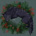 ambiguous_gender back_tuft black_nose cheek_tuft empty_eyes facial_tuft feral floral_background fur grey_body grey_fur neck_tuft pawpads side_view solo tuft white_eyes white_pawpads msdeadsoul canid canine mammal 1:1 2021 artist_name dated hi_res