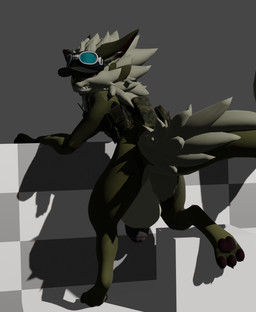 anthro backsack balls big_balls big_penis erection foreskin genitals low-angle_view male pawpads penis solo view cadberry flage humanoid hi_res