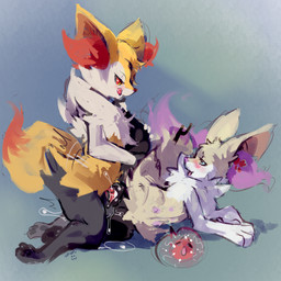 big_ears blush bodily_fluids cum cum_drip cum_in_vagina cum_inside cumshot dripping egg ejaculation female from_front_position genital_fluids impregnation insemination_attempt licking licking_lips licking_own_lips lying male male/female missionary_position on_back sex teats tongue tongue_out yellow_body zanthu nintendo pokemon kevin_von_carstein braixen canid canine fox generation_6_pokemon mammal pokemon_(species) hi_res