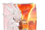 anthro biped black_eyes city clothing curtains dialogue fire fur gloves grey_body grey_fur handwear humor inferno inside looking_at_viewer male narrowed_eyes profanity simple_background smile solo text tornado white_background white_body white_clothing white_fur white_gloves white_handwear window itaslow sega sonic_the_hedgehog_(series) silver_the_hedgehog eulipotyphlan hedgehog mammal 2018 digital_media_(artwork) english_text hi_res