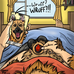 anatomically_correct anatomically_correct_genitalia animal_genitalia balls bed bedding black_balls black_sheath_slit brown_body brown_fur canine_genitalia cellphone electronics feet feral first_person_view fur furniture genitals human_to_feral looking_at_viewer lying male mid_transformation nipples on_back open_mouth penis phone phone_screen selfie sheath sheath_play sheath_slit shocked smartphone solo species_transformation text transformation transformation_pov tugging_sheath_slit renwick-fox_(artist) canid canine canis domestic_dog german_shepherd herding_dog human mammal pastoral_dog 1:1 digital_drawing_(artwork) digital_media_(artwork) english_text hi_res