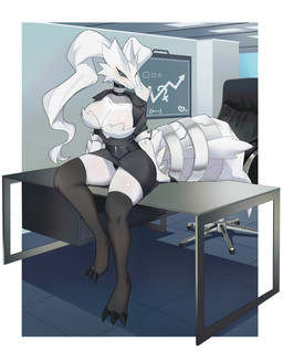 accessory anthro anthrofied big_breasts big_claws big_tail black_claws black_clothing black_legwear black_panties black_stockings black_suit black_underwear blue_eyes blue_sclera blush border bottomwear bra breasts chair chalkboard chart cheek_tuft choker claws cleavage clothed clothing curvy_figure desk detailed_background facial_tuft female female_anthro floor furgonomics furniture hourglass_figure huge_breasts inside jewelry legwear looking_at_viewer necklace office office_chair office_lady on_desk open_clothing open_shirt open_topwear outside_border panties pencil_skirt pokemorph pose pupils ring seductive shirt skirt slit_pupils snout solo stockings suit table tail tail_accessory tail_jewelry tail_ring thick_thighs tile tile_floor toe_claws topwear tuft underwear unprofessional_behavior upskirt white_border wide_hips flong mythology nintendo pokemon dragon generation_5_pokemon legendary_pokemon mythological_creature mythological_scalie pokemon_(species) reshiram scalie 2024 absurd_res hi_res pinup