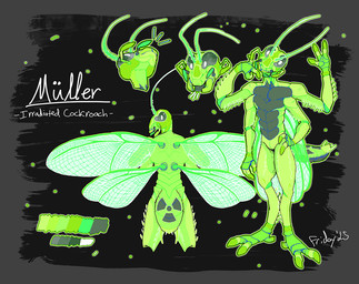 ambiguous_gender anthro radiation radioactive solo pantsu_smiley arthropod blattodean cockroach insect model_sheet