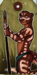 anthro blind bottomwear clothing disability grass loincloth looking_at_viewer lutra_lutra male markings melee_weapon plant polearm side_view solo spear tail tribal tribal_markings weapon onnanoko koda_otter ambient_arthropod ambient_fly ambient_insect arthropod fly_(animal) insect lutrai mammal mustelid otter tag_(disambiguation) 2012 colored hi_res traditional_media_(artwork)