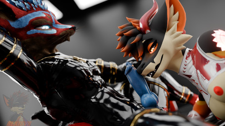 animal_genitalia animal_penis anthro armwear balls black_latex blue_body blue_eyes blue_fur blue_penis brown_body brown_fur brown_sheath canine_genitalia canine_penis clothed clothing cuffs_(clothing) duo erection female fur genitals glistening glistening_body hair kneeling kneeling_on_ground latex latex_armwear latex_clothing latex_legwear latex_skinsuit legwear male male/female multicolored_body multicolored_fur multicolored_hair muscular muscular_male penile penis red_body red_fur reflection sheath skinsuit tight_clothing worship rexisvr isaacjexo jex rexouium 16:9 3d_(artwork) absurd_res digital_media_(artwork) hi_res widescreen