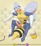 2020 animal_genitalia anthro anthrofied arthropod beedrill bodily_fluids cum cumshot digital_media_(artwork) ejaculation erection flavored_cum flying food generation_1_pokemon genital_fluids genital_slit genitals hi_res honey_(food) honey_cum insect insect_wings lovkuma male muscular muscular_anthro muscular_male nintendo penile penis penis_milking pokemon pokemon_(species) pokemorph red_eyes simple_background solo spread_legs spreading tapering_penis unusual_bodily_fluids unusual_cum unusual_genital_fluids wings