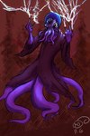 5_fingers abstract_background ambiguous_gender anthro black_clothing black_robe blue_body clothed clothing electricity electricity_manipulation elemental_manipulation face_tentacles fingers forehead_gem front_view fully_clothed gem horizontal_pupils pupils red_background robe simple_background solo standing tentacle_legs tentacles unknown_artist unknown_artist_signature cephalopod coleoid marine mollusk octopodiform octopus 2025 2:3 cel_shading digital_media_(artwork) full-length_portrait hi_res portrait shaded signature