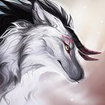 ambiguous_gender black_hair feral fur hair horn simple_background solo white_body white_fur safiru mythology dragon furred_dragon furred_scalie mythological_creature mythological_scalie scalie 1:1 2022 digital_media_(artwork) headshot_portrait hi_res portrait