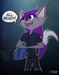 anthro breasts clothed clothing female fur grey_body grey_fur hair purple_eyes purple_hair solo typhoonteaser dreamkeepers the_wayward_astronomer miri_rodgers canid canine fox mammal 2017 absurd_res hi_res