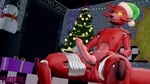 16:9 3d_(artwork) 4k 5_fingers absurd_res animal_genitalia animal_penis animatronic anthro balls black_eyebrows black_nose canid canine canine_genitalia canine_penis christmas christmas_tree clothing digital_media_(artwork) door english_text eye_patch eyebrows eyewear fingers five_nights_at_freddy's fox foxy_(fnaf) genitals gift hat headgear headwear hi_res holidays hook hook_hand inside knot looking_at_viewer machine male mammal nipples penis pink_penis plant red_balls red_body red_nipples robot scottgames sitting snowman solo tade48 text tree widescreen yellow_eyes