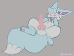 big_penis big_tail bodily_fluids dripping feral genital_fluids genitals looking_pleasured lying male on_back paws penis precum precum_drip solo spread_legs spreading tail zakiredlight nintendo pokemon deltra eeveelution generation_6_pokemon pokemon_(species) sylveon hi_res