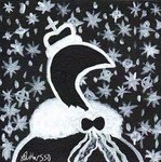 abstract_art abstract_background anthro cape clothing crown headgear male snow solo star authorssd_(artist) hatoful_boyfriend the_king_(hatoful_boyfriend) avian bird painting_(artwork)