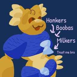 3_claws anthro belt belt_pouch blep blue_belt blue_clothing blue_crop_top blue_shirt blue_topwear brown_body brown_countershading brown_eyes brown_pupils brown_sclera brown_tongue claws clothing countershade_torso countershading crop_top directional_arrow female flat_chested humor inner_ear_fluff light_inner_ear_fluff pupils rounded_snout shirt simple_background slit_pupils solo text tongue tongue_out topwear transparent_background tuft white_nose neco-bridge trupit_(neco-bridge) humanoid 1:1 alpha_channel english_description english_text lineless gynomorph_(lore)