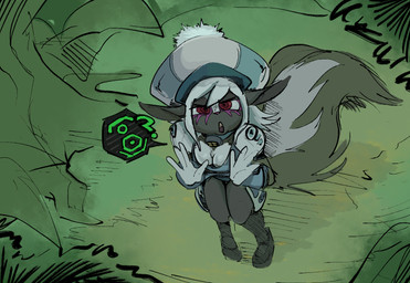 anthro black_body breasts clothing female fur hair hat headgear headwear makeup solo tail white_body scrambledeve phantasy_star sega samantha_(bateryne) mammal mephitid skunk