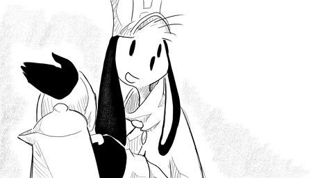 anthro clothing hat headgear headwear holding_object kettle long_ears looking_at_another male military_uniform oversized_sleeves smile solo uniform dragonweirdo puck_(dragonweirdo) canid canine canis domestic_dog mammal 16:9 hi_res monochrome widescreen